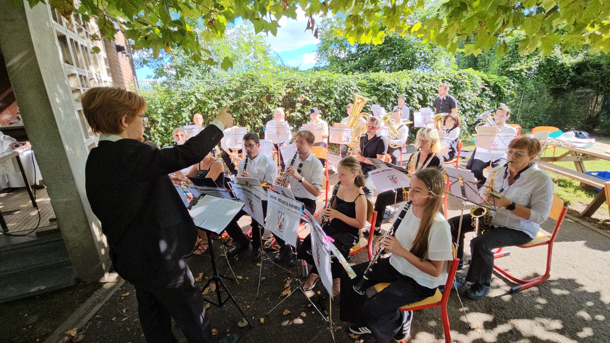 Sous le soleil entre les arbres, concert en plein air